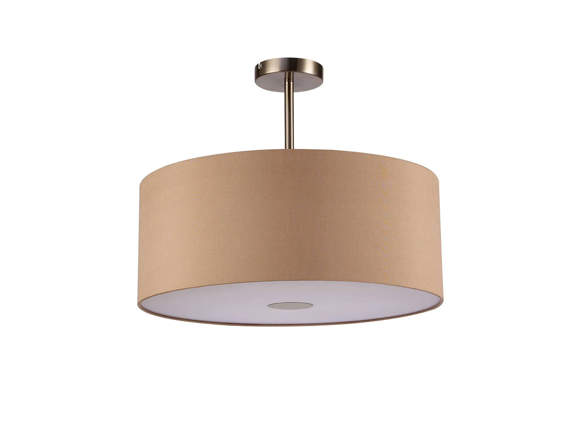 Baymont 50cm Semi Flush 1 Light Satin Nickel, Antique Gold/Ruby, Frosted Diffuser DK0268  Deco Baymont SN AG